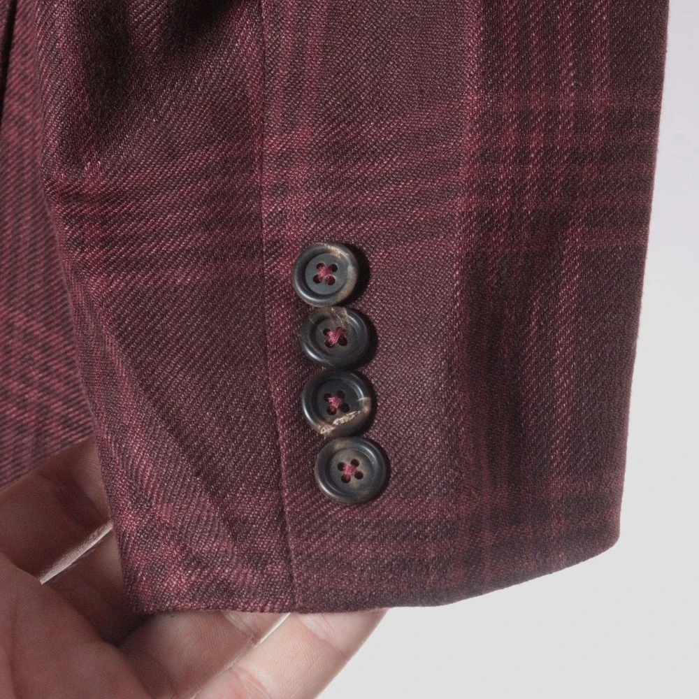 Brunello Cucinelli Frisé Prince Of Wales Deconstructed Blazer Jacket 52 IT $5995